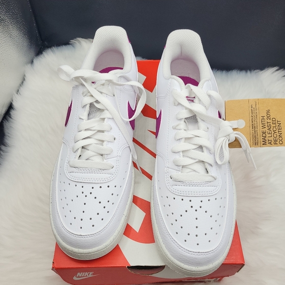 Nike Court Vision Low White and Purple Athletic Shoes - Picture 2 of 7